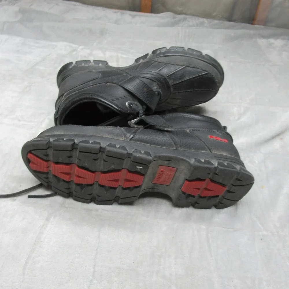 Polo Ralph Lauren Mens 11D Duck Boots Dover‎ II Black Leather Buckle Waterproof